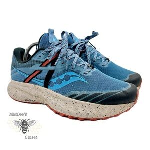 Saucony Ride Power Run Women’s Trail Running Athletic Shoe Mist Ember Blue Sz 9